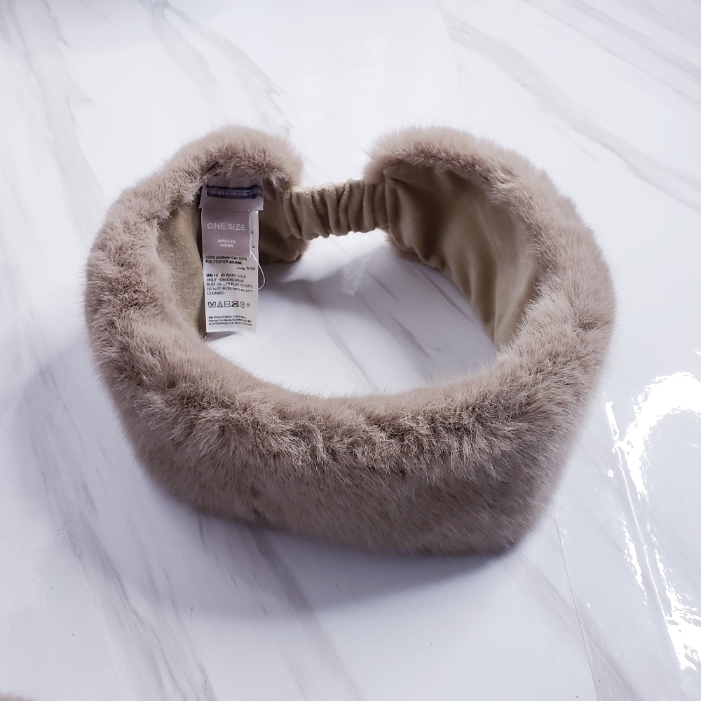 Chico’s Faux Fur Headband Brown Cold Weather Luxe Soft